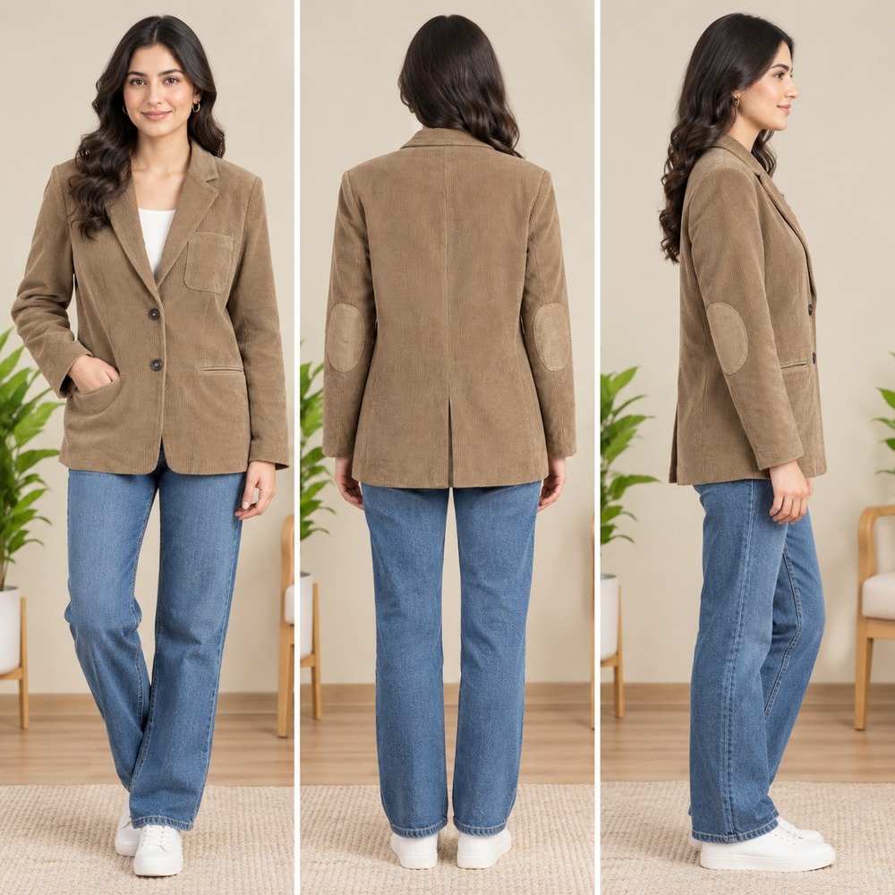 Tommy Hilfiger Corduroy Blazer Womens 12 Brown Patch Elbow Preppy Office Wear